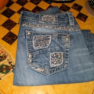 Miss Me Blue Jeans with Silver Accents